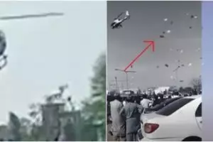 Adik menikah, empat kakaknya sebar uang Rp 182 juta pakai helikopter