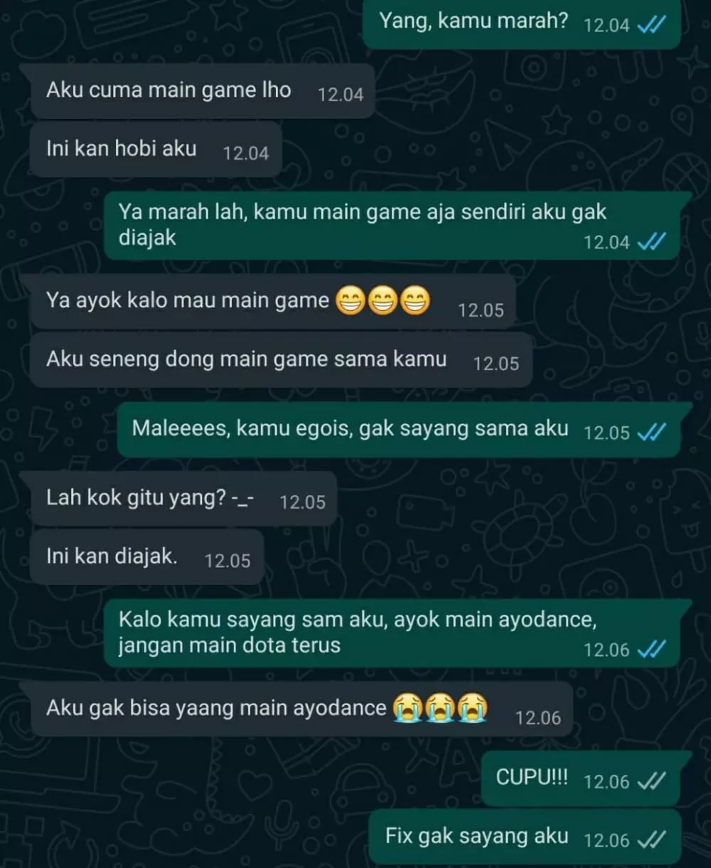 chat gamers berantem dengan pacar Berbagai sumber