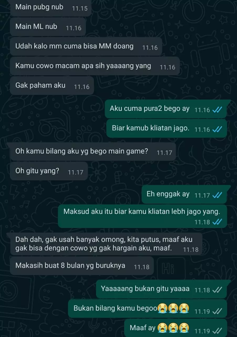 chat gamers berantem dengan pacar Berbagai sumber