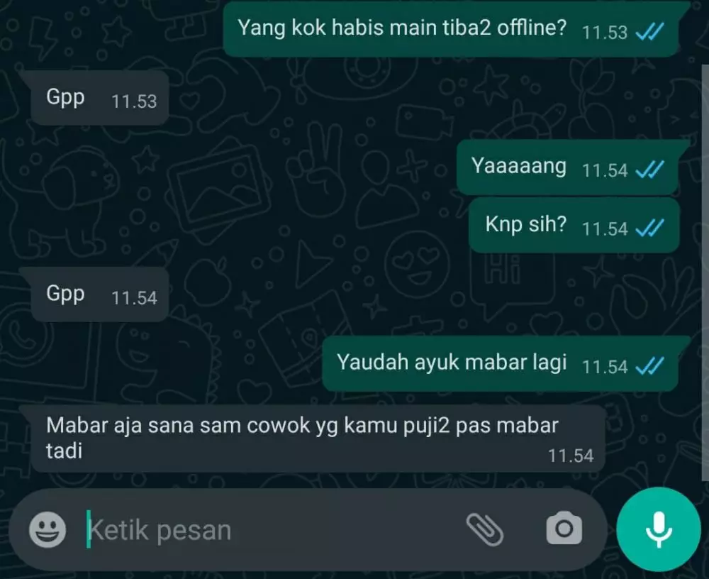 chat gamers berantem dengan pacar Berbagai sumber