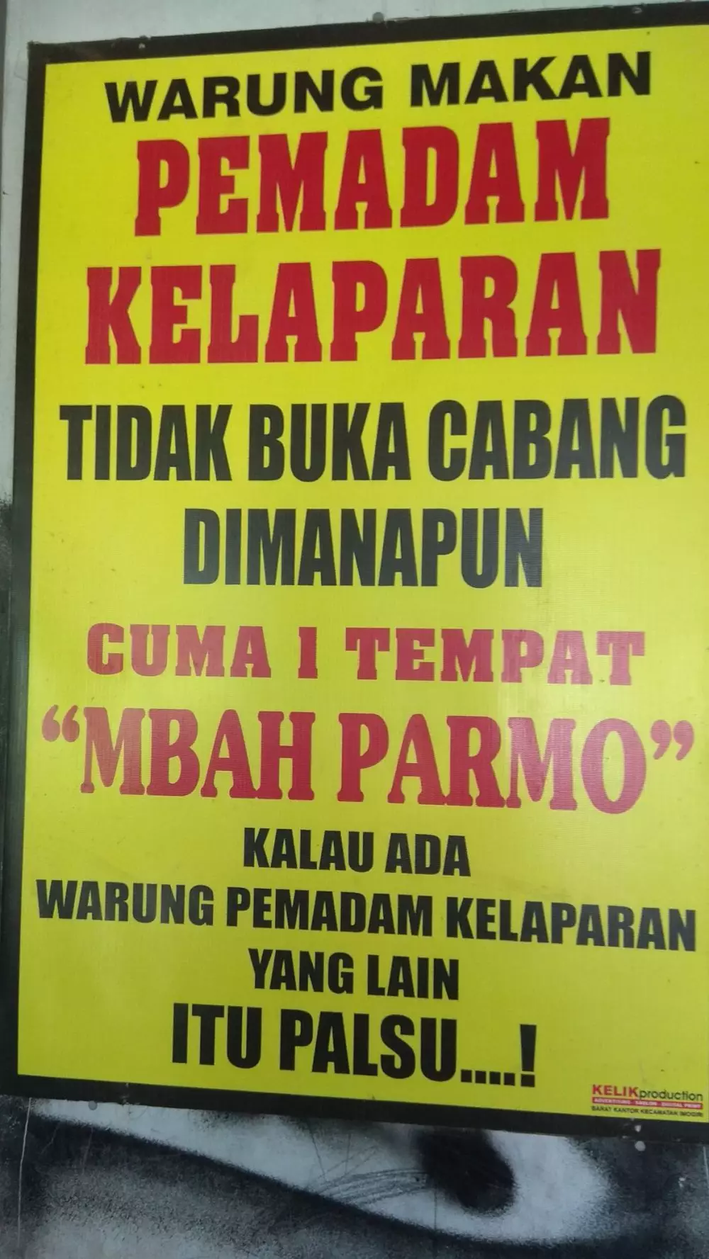 Pengumuman di warung makan © berbagai sumber