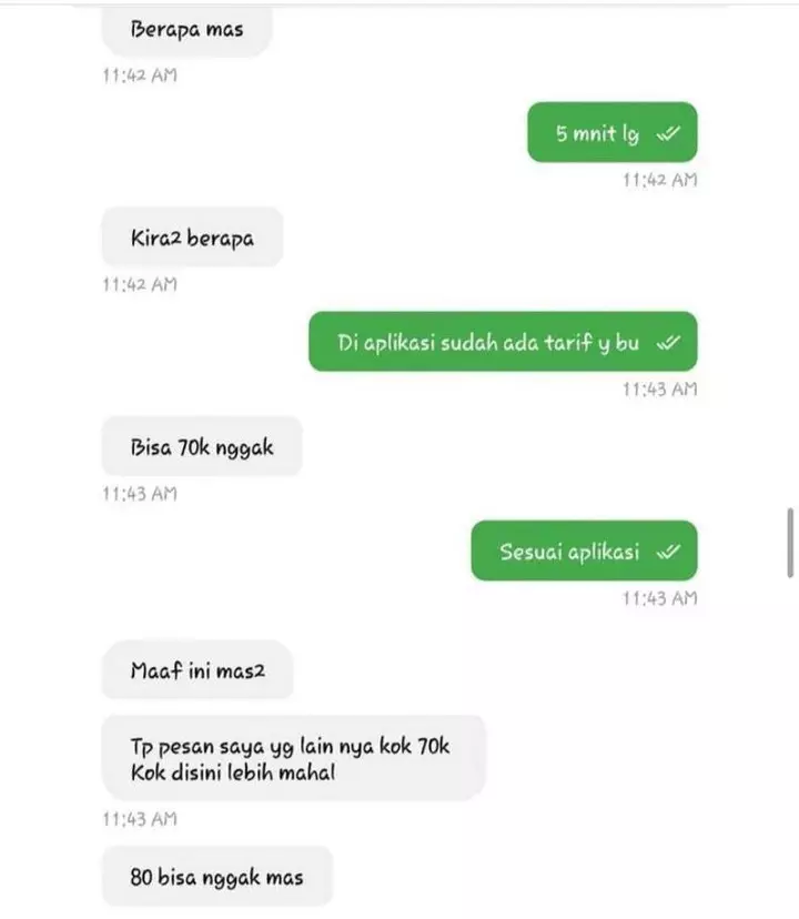 Balasan chat penumpang © berbagai sumber