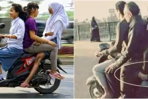 10 Momen boncengan absurd ini bikin yang lihat mikir dua kali