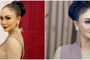 8 Pesona Yuni Shara di acara siraman Aurel, cantik bak barbie Jawa