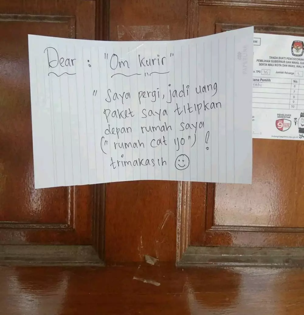 Pemberitahuan untuk kurir © berbagai sumber