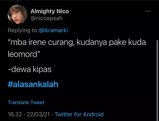 Cuitan GM Irene menang telak atas Dewa Kipas © 2021 brilio.net