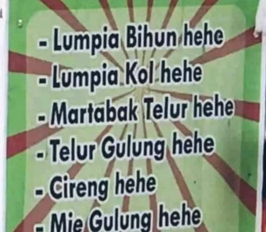 tulisan nyeleneh di daftar menu Berbagai sumber