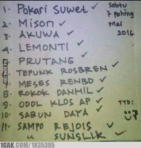 tulisan nyeleneh di daftar menu Berbagai sumber