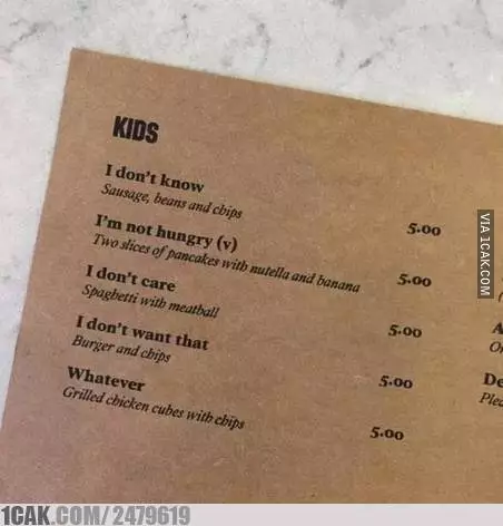 tulisan nyeleneh di daftar menu Berbagai sumber