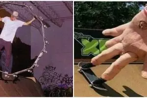 10 Aksi nyeleneh main skateboard ini nggak biasa, bikin mikir keras