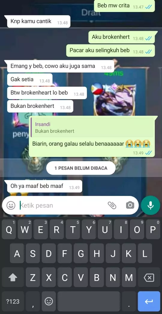 chat bahasa asing salah tapi ngotot Berbagai sumber
