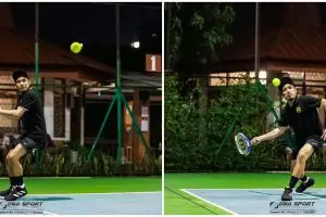 10 Potret Desta bermain tenis, gayanya bak pemain profesional