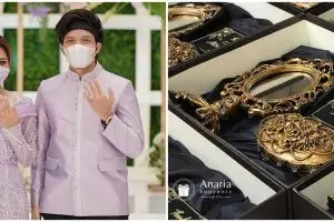 Potret isi suvenir acara lamaran 5 seleb, punya Aurel bernuansa emas