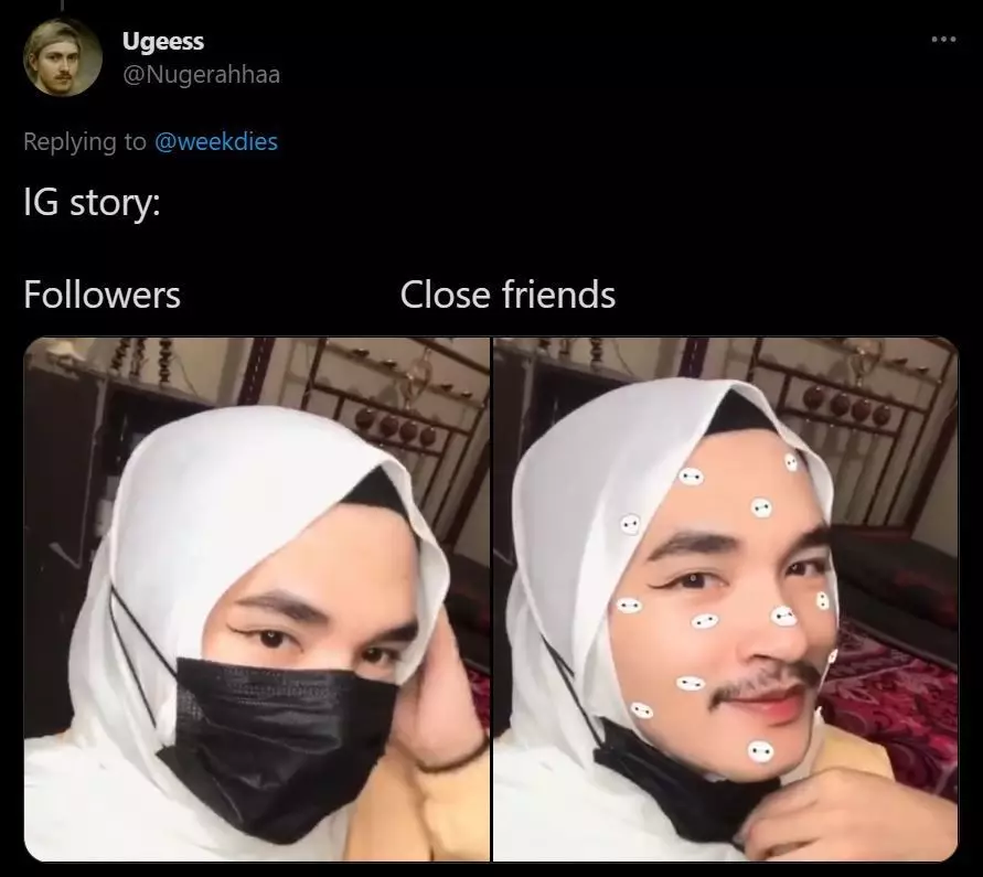 cuitan lucu beda instastory © Twitter