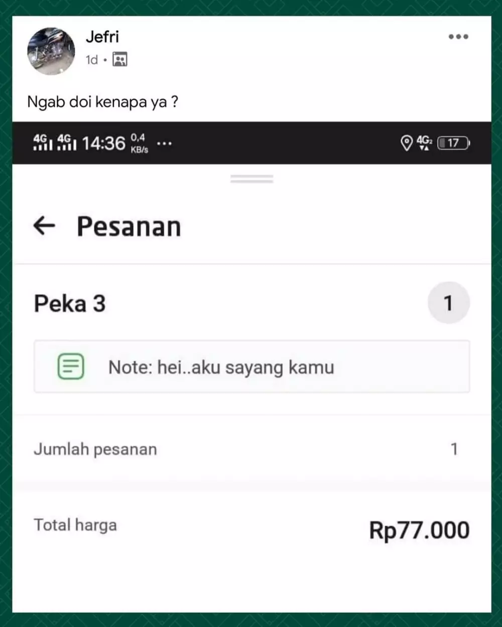 Catatan untuk driver ojek © berbagai sumber Catatan untuk driver ojek © berbagai sumber
