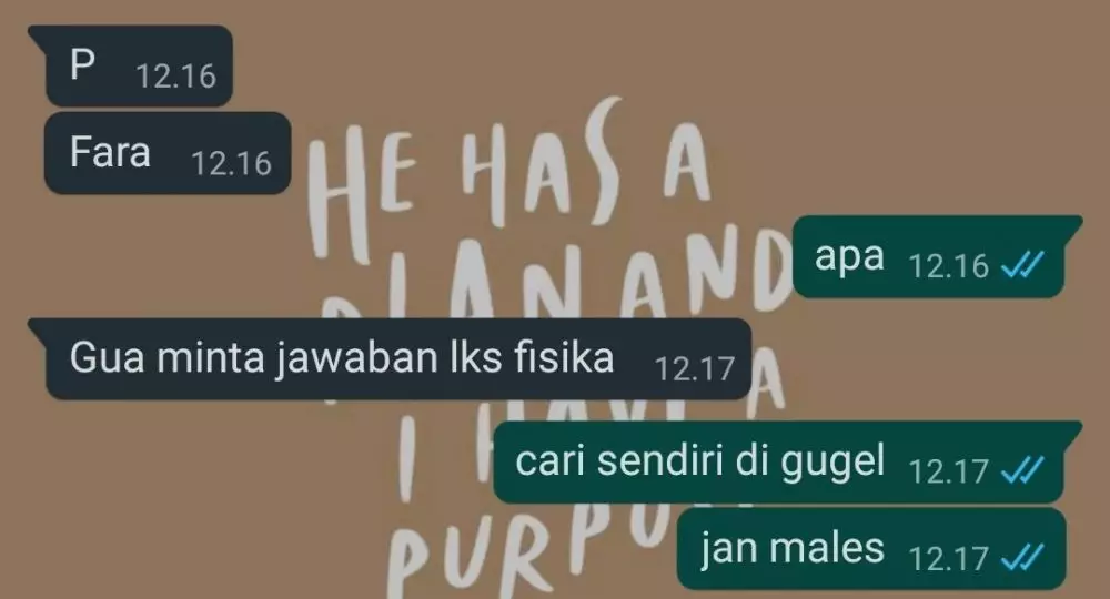 Chat minta contekan © berbagai sumber