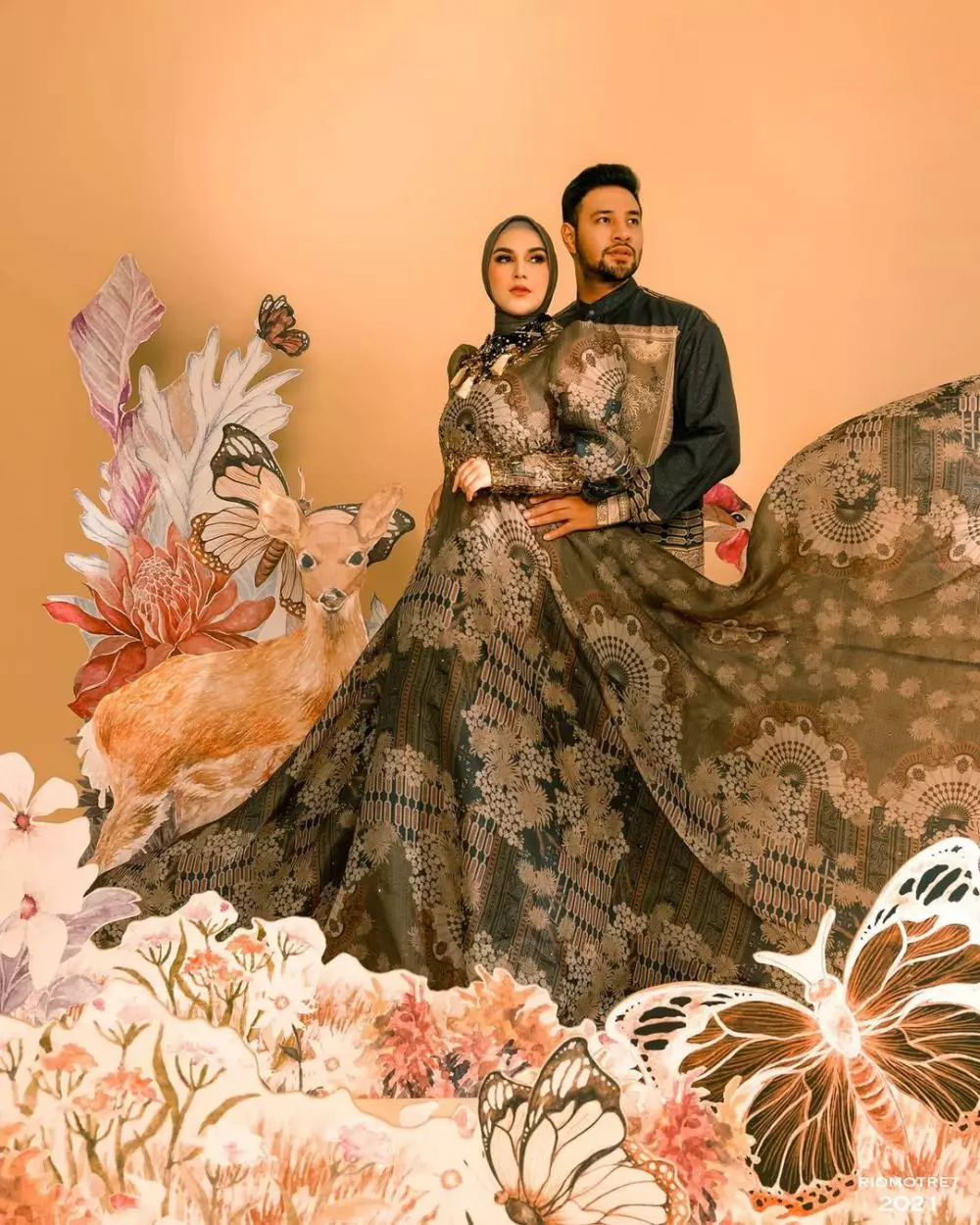 Irish Bella & Ammar Zoni dengan gambar 2 dimensi © 2021 brilio.net