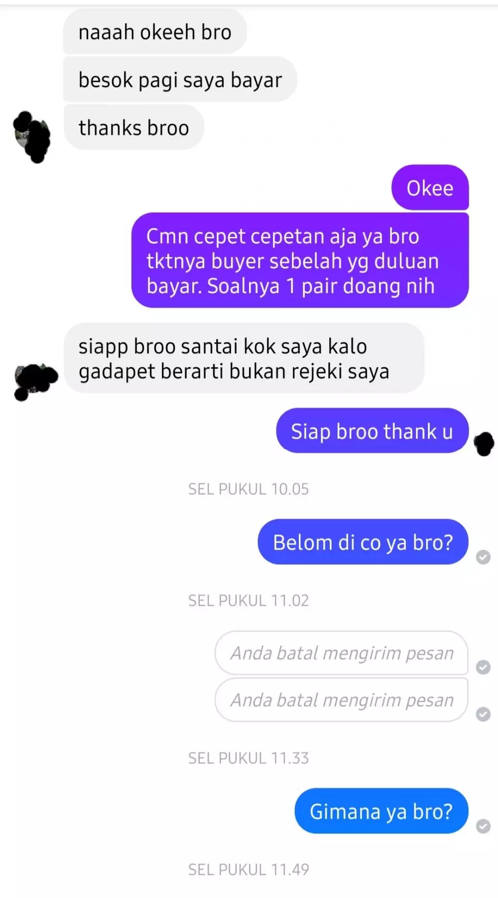 Chat penjual dighosting pembeli © berbagai sumber