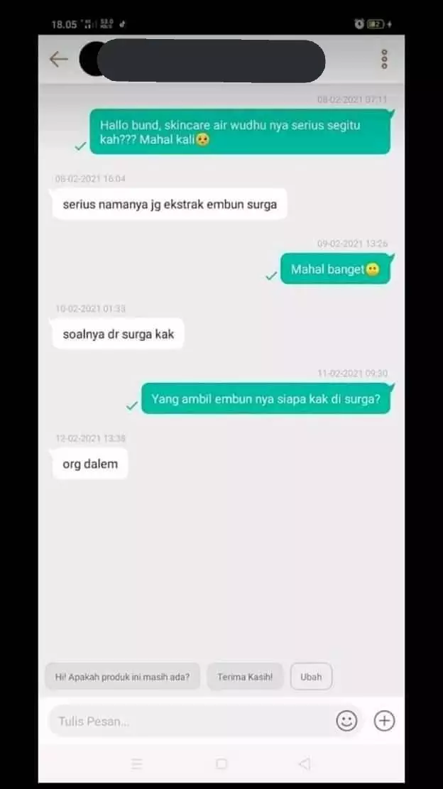 Chat penjual dighosting pembeli © berbagai sumber