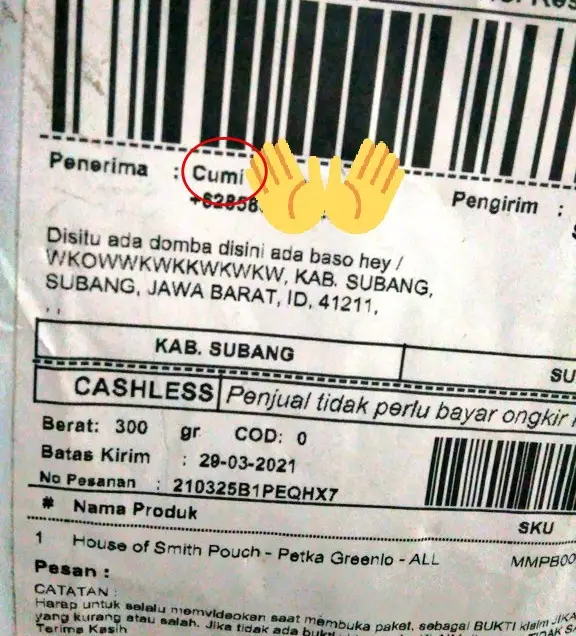 Nama nyeleneh penerima paket © berbagai sumber Nama nyeleneh penerima paket © berbagai sumber