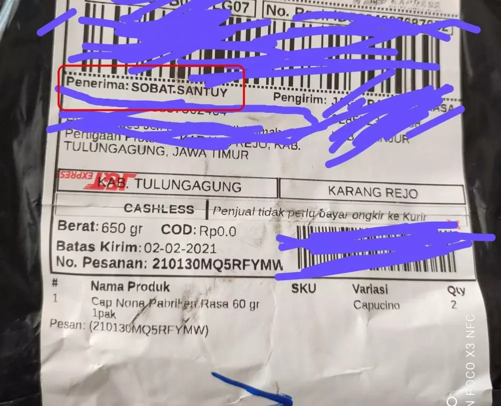 Nama nyeleneh penerima paket © berbagai sumber Nama nyeleneh penerima paket © berbagai sumber