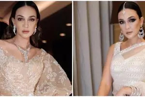Tampil elegan di nikahan Aurel-Atta, ini harga dress Luna Maya
