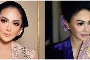 8 Beda gaya kondangan Krisdayanti dan Yuni Shara, anggun dan memesona