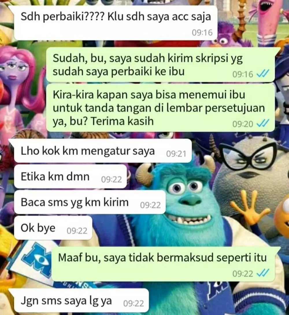 Balasan chat dari dosbing © berbagai sumber