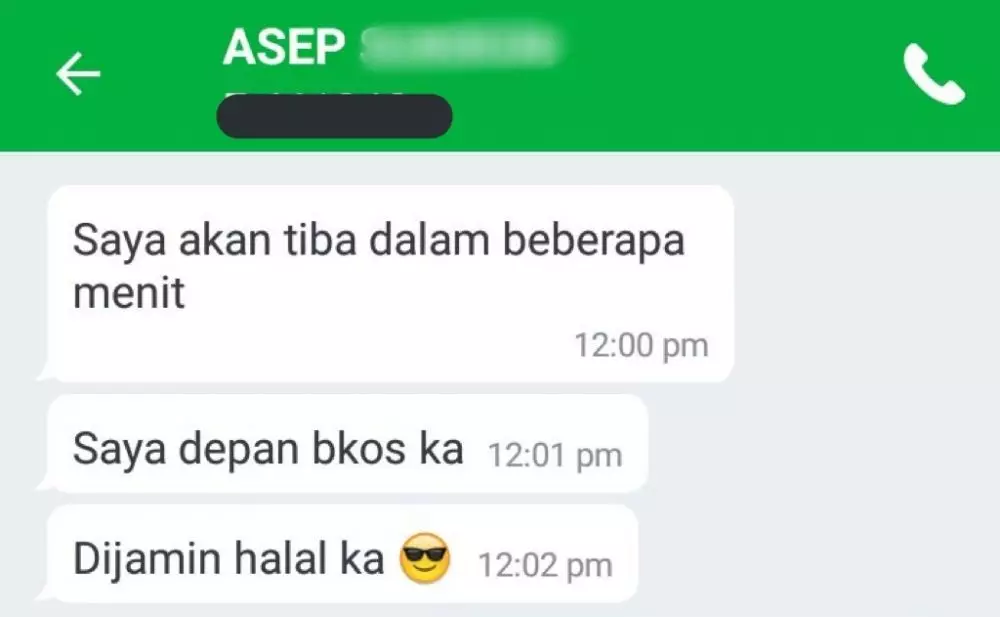 chat sapaan driver ojek © Twitter