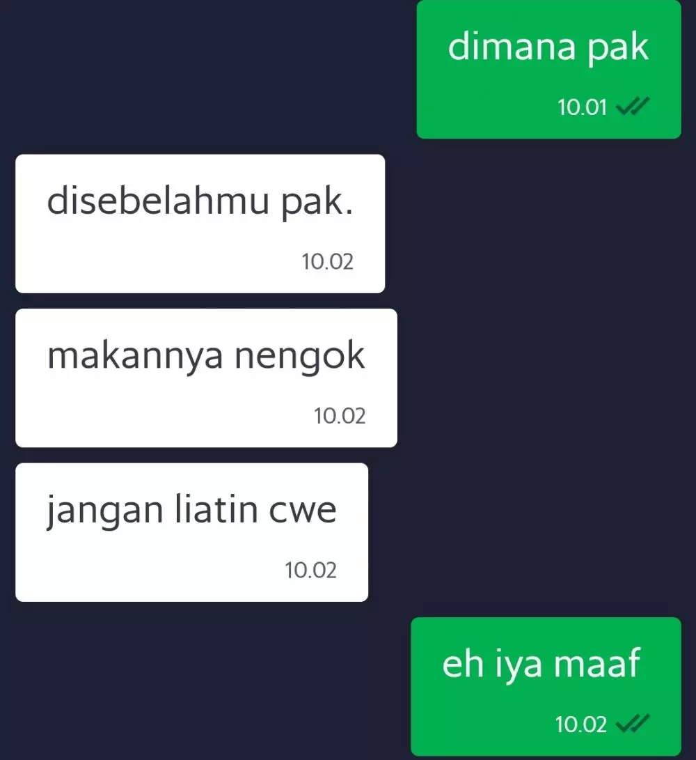 chat sapaan driver ojek © Twitter