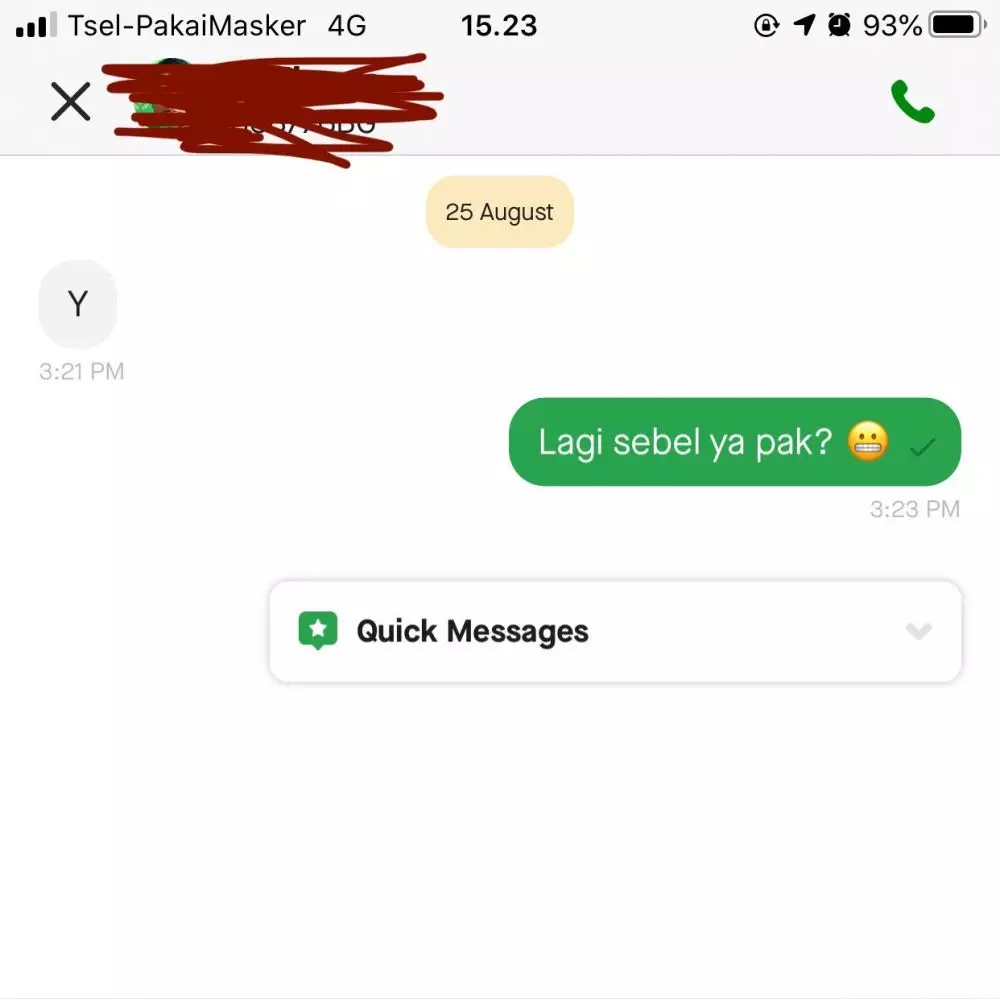 chat sapaan driver ojek © Twitter