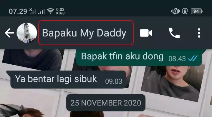 Nama kontak ayah di HP © berbagai sumber