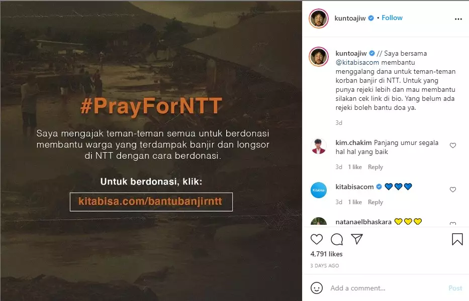 Seleb galang dana NTT dari berbagai sumber