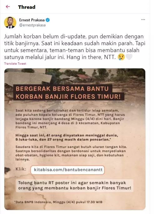 Seleb galang dana NTT dari berbagai sumber