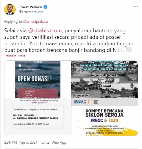 Seleb galang dana NTT dari berbagai sumber