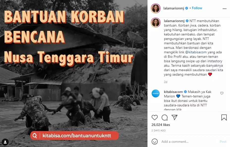 Seleb galang dana NTT dari berbagai sumber