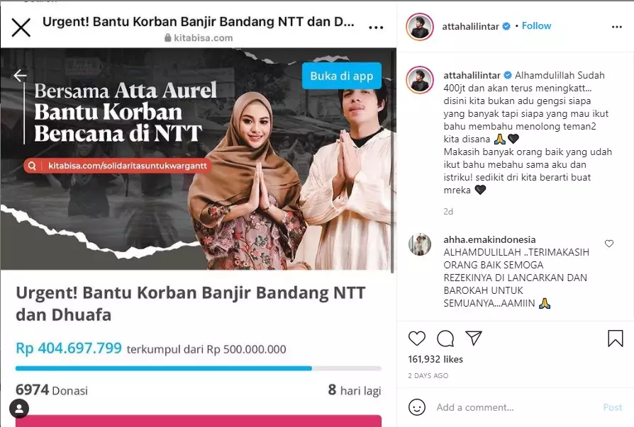 Seleb galang dana NTT dari berbagai sumber