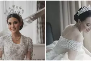 Pesona 10 seleb pakai mahkota saat nikah, keanggunannya memukau