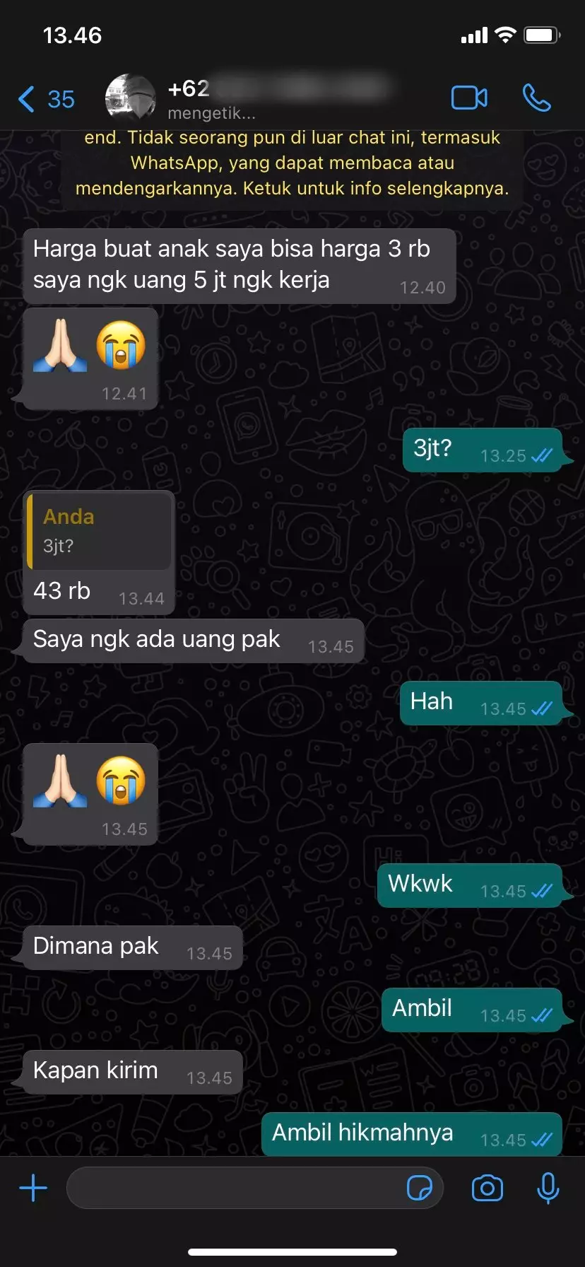 Chat nawar dagangan olshop © berbagai sumber