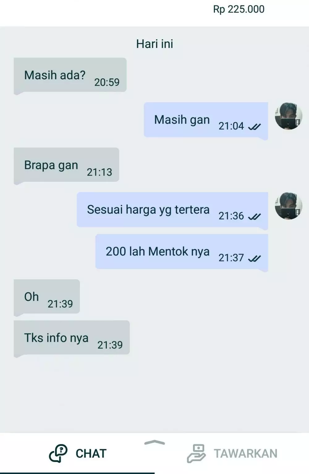 Chat nawar dagangan olshop © berbagai sumber