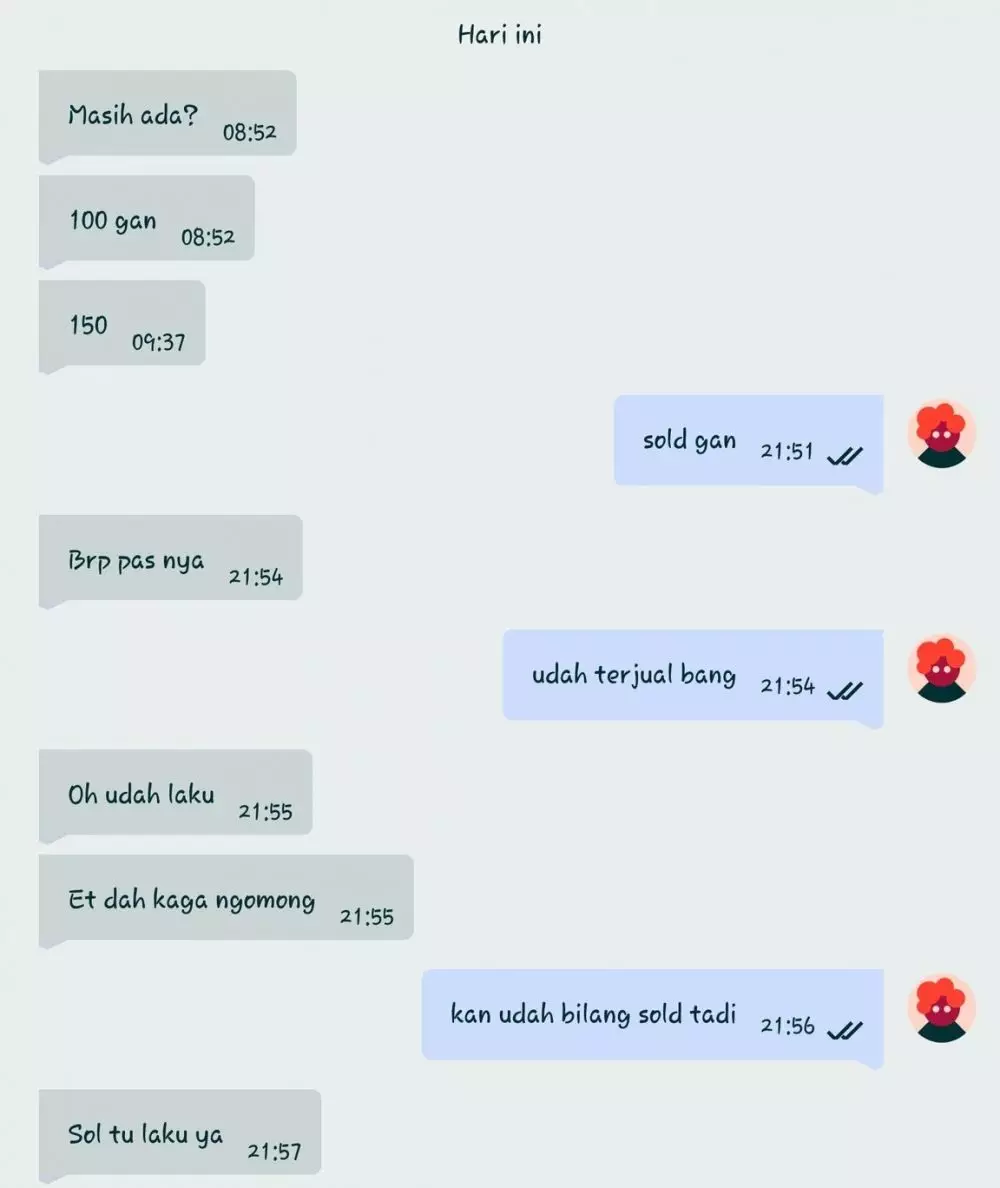 Chat nawar dagangan olshop © berbagai sumber