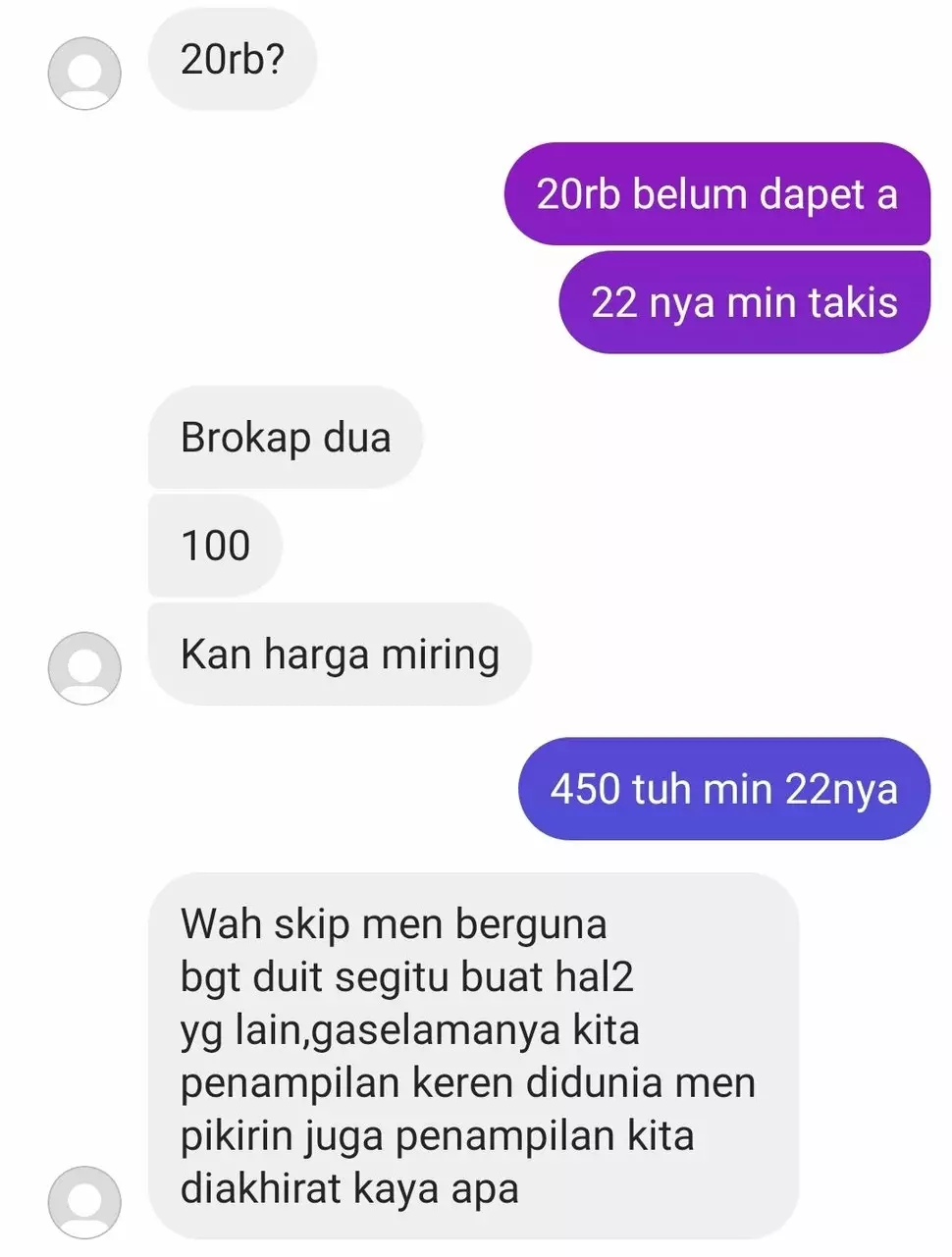 Chat nawar dagangan olshop © berbagai sumber