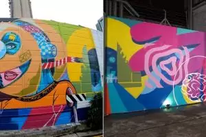 Dua seniman ini bikin mural lintas negara, karya mereka bak puzzle