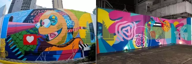 Dua seniman ini bikin mural lintas negara, karya mereka bak puzzle