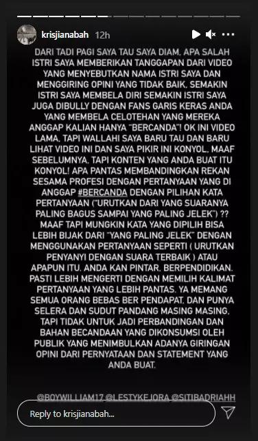 Lesti Kejora singgung Siti Badriah Instagram