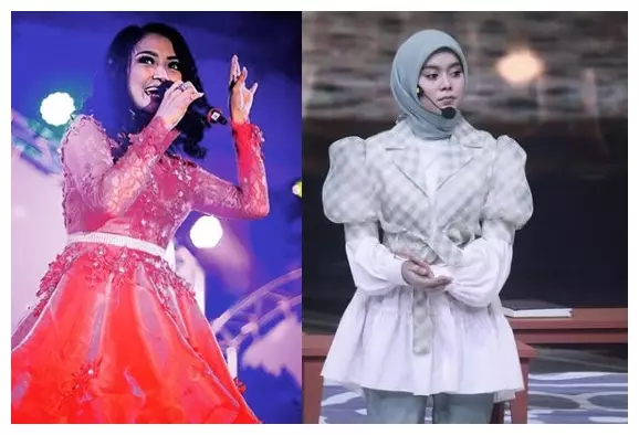 Beda gaya Lesty Kejora dan Siti Badriah di panggung © berbagai sumber Beda gaya Lesty Kejora dan Siti Badriah di panggung © berbagai sumber