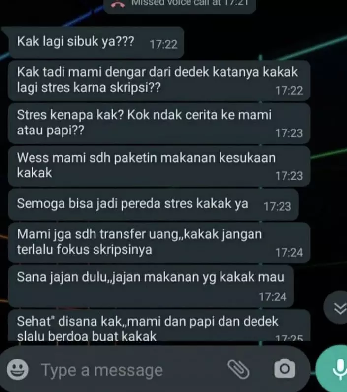 Chat ibu beri support © berbagai sumber