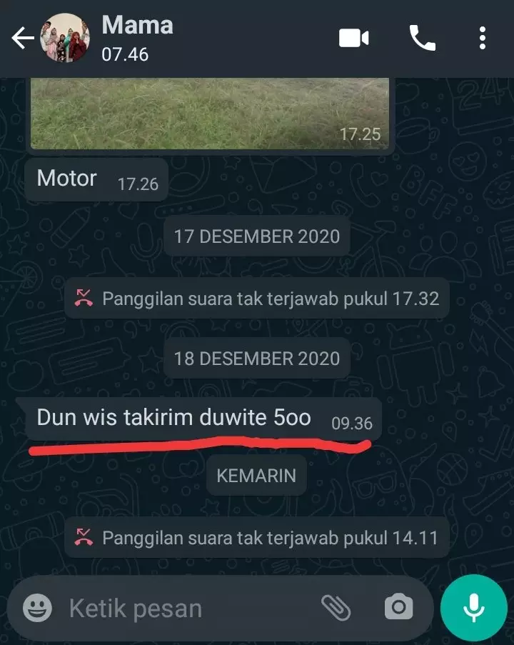 Chat ibu beri support © berbagai sumber