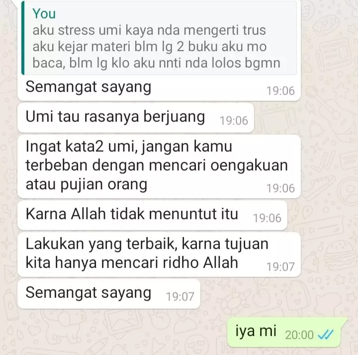 Chat ibu beri support © berbagai sumber