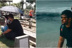 10 Momen Ammar Zoni & Irish Bella ziarah ke makam anak kembarnya, haru